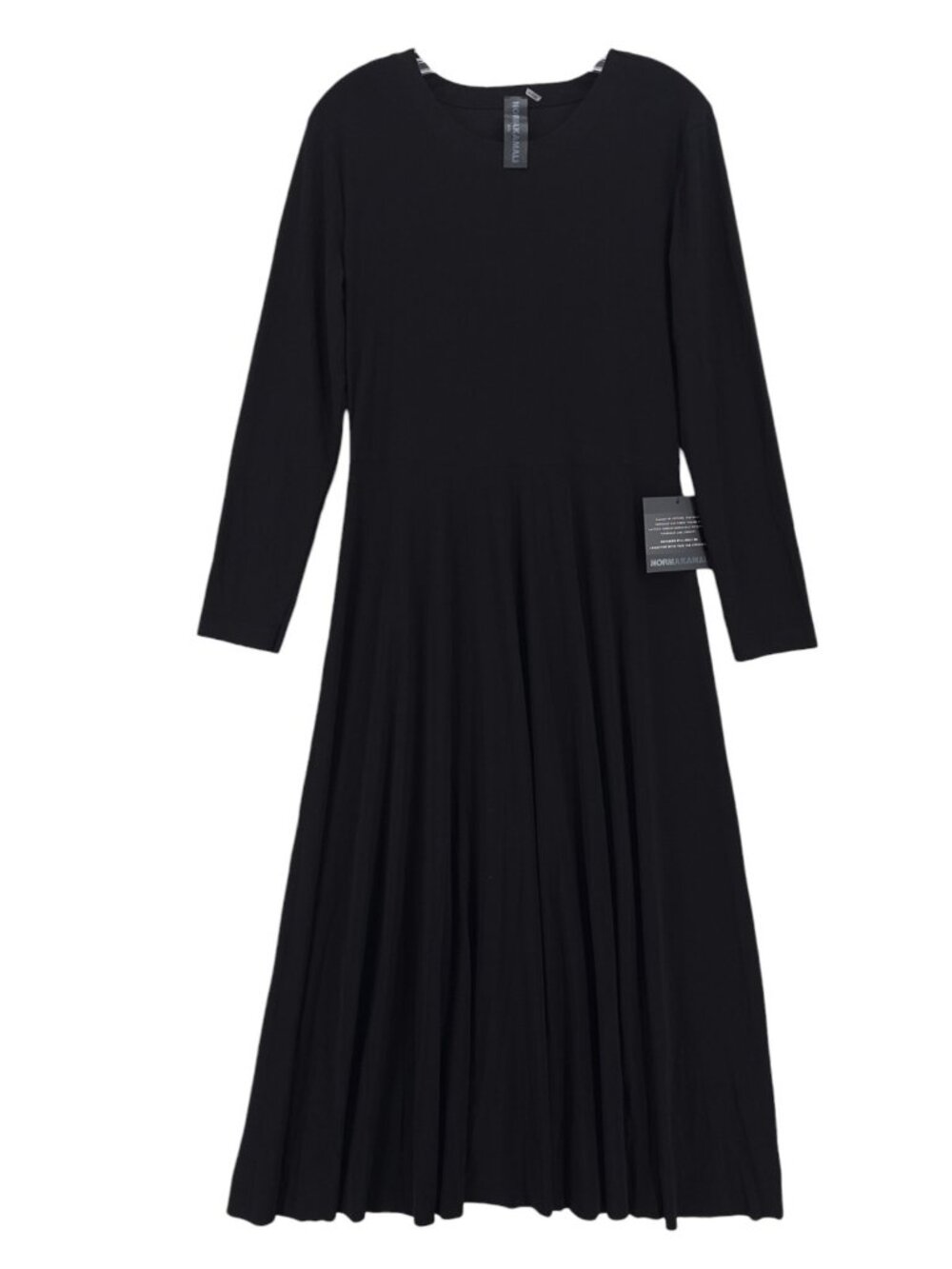 NWT NORMA KAMALI Black Long Sleeve Flared Dress Stretch Midi Size 38 MEDIUM